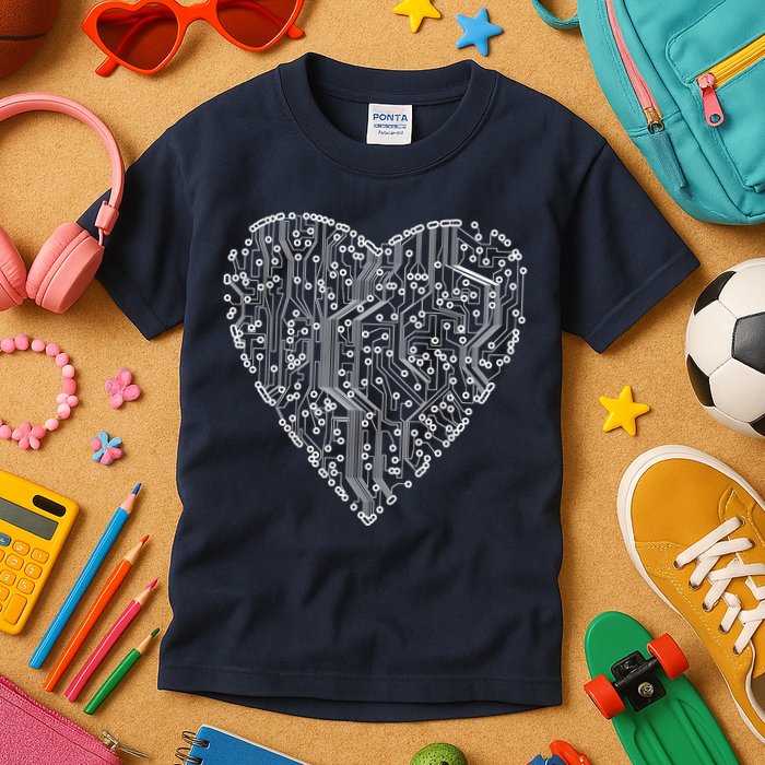 Circuit Board Heart Kids T-Shirt