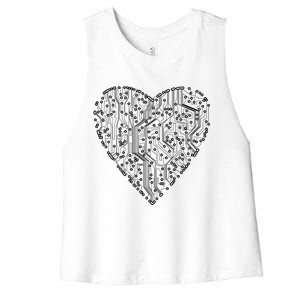 Circuit Board Heart Women's Racerback Cropped Tank