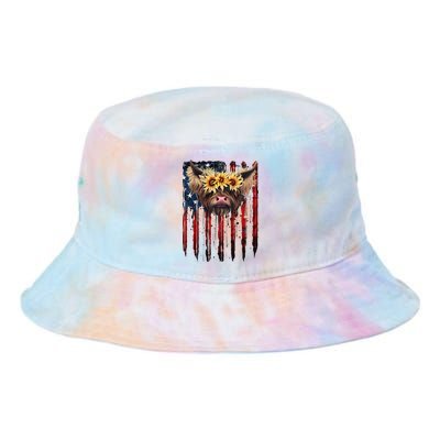 Cute Baby Highland Cow With Sunflowers 4th Of July Funny Tie Dye Newport Bucket Hat