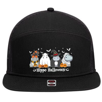 Cute Baby Hippo Moo Deng Fall 7 Panel Mesh Trucker Snapback Hat