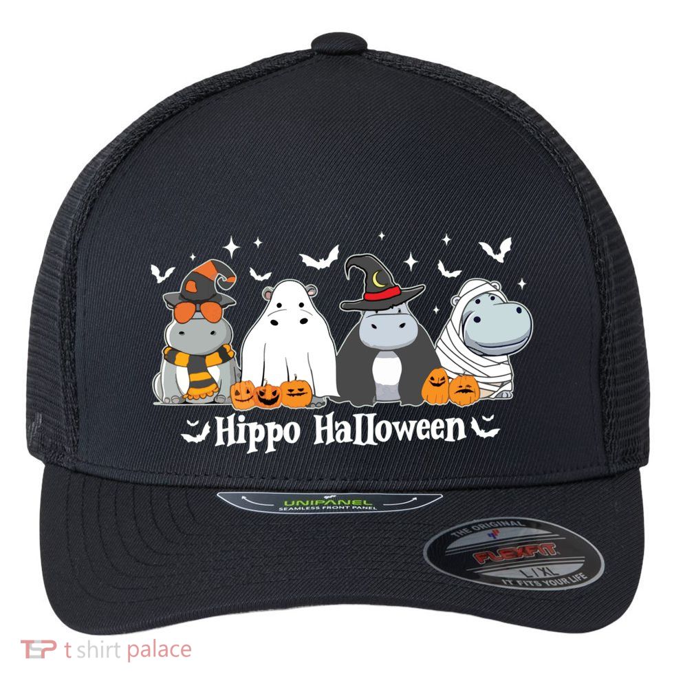 Cute Baby Hippo Moo Deng Fall Flexfit Unipanel Trucker Cap
