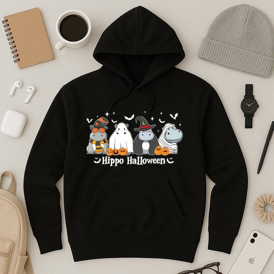 Cute Baby Hippo Moo Deng Fall Hoodie
