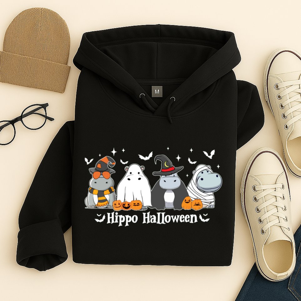 Cute Baby Hippo Moo Deng Fall Hoodie