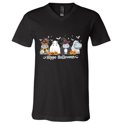 Cute Baby Hippo Moo Deng Fall V-Neck T-Shirt