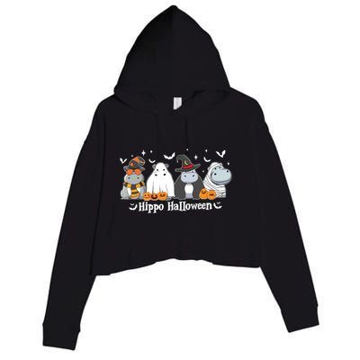 Cute Baby Hippo Moo Deng Fall Crop Fleece Hoodie