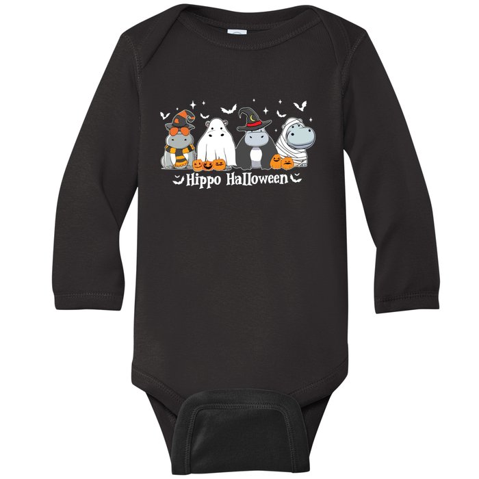 Cute Baby Hippo Moo Deng Fall Baby Long Sleeve Bodysuit