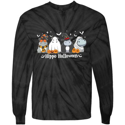Cute Baby Hippo Moo Deng Fall Tie-Dye Long Sleeve Shirt