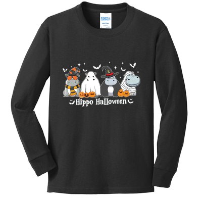 Cute Baby Hippo Moo Deng Fall Kids Long Sleeve Shirt