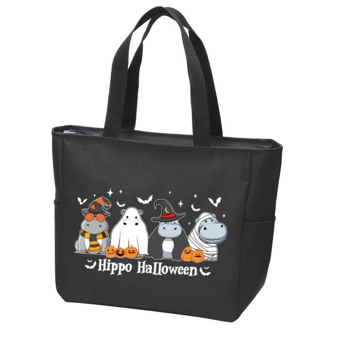 Cute Baby Hippo Moo Deng Fall Zip Tote Bag