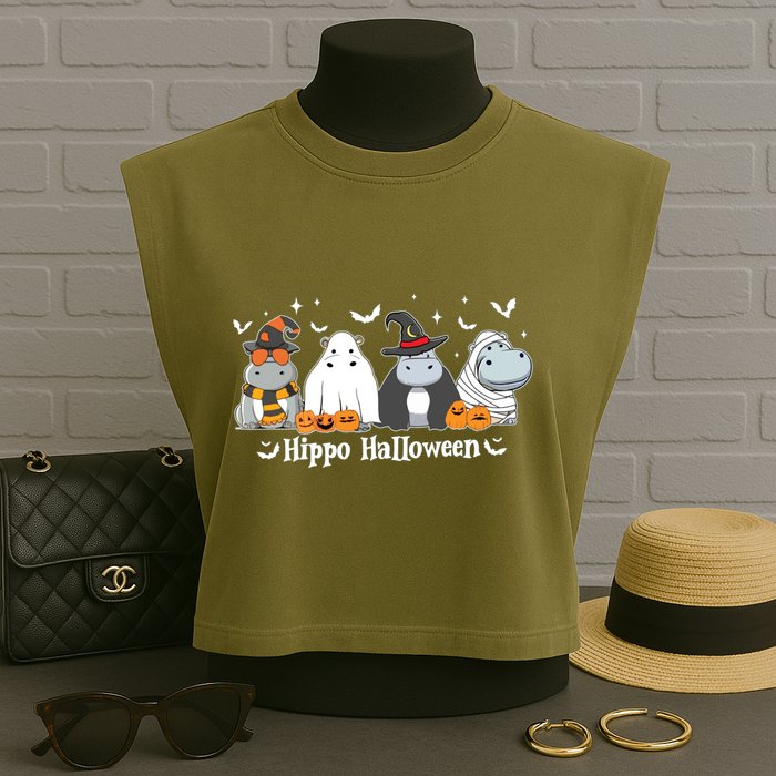 Cute Baby Hippo Moo Deng Fall Garment-Dyed Women's Muscle Tee
