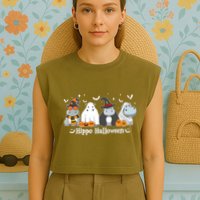 Cute Baby Hippo Moo Deng Fall Garment-Dyed Women's Muscle Tee