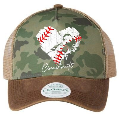 Cincinnati Baseball Heart Distressed Vintage Baseball Fans Legacy Tie Dye Trucker Hat