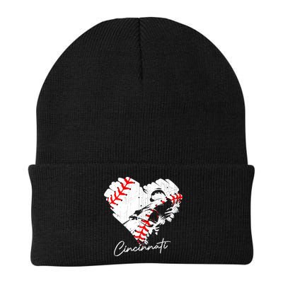 Cincinnati Baseball Heart Distressed Vintage Baseball Fans Beanie