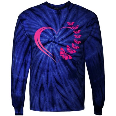 Cute Butterfly Heart Butterflies Tie-Dye Long Sleeve Shirt