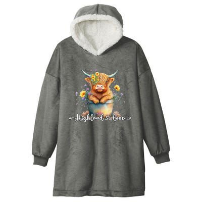 Cute Baby Highland Cow Calf Highland Love Spring Pastel Hooded Wearable Blanket