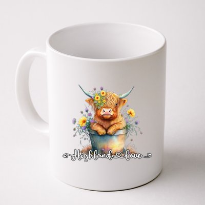 Cute Baby Highland Cow Calf Highland Love Spring Pastel Coffee Mug