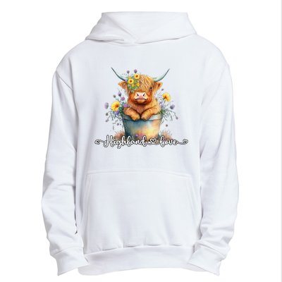 Cute Baby Highland Cow Calf Highland Love Spring Pastel Urban Pullover Hoodie