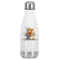 Cute Baby Highland Cow Calf Highland Love Spring Pastel Stainless Steel Insulated Water Bottle