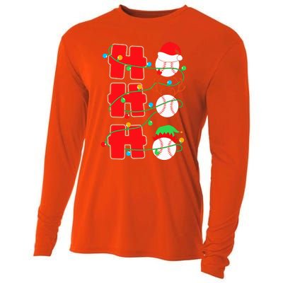 Christmas Baseball Ho Ho Ho Funny Xmas Sports Gift Cooling Performance Long Sleeve Crew