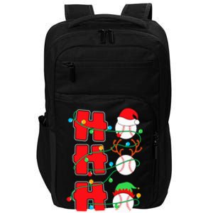 Christmas Baseball Ho Ho Ho Funny Xmas Sports Gift Impact Tech Backpack