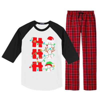 Christmas Baseball Ho Ho Ho Funny Xmas Sports Gift Raglan Sleeve Pajama Set