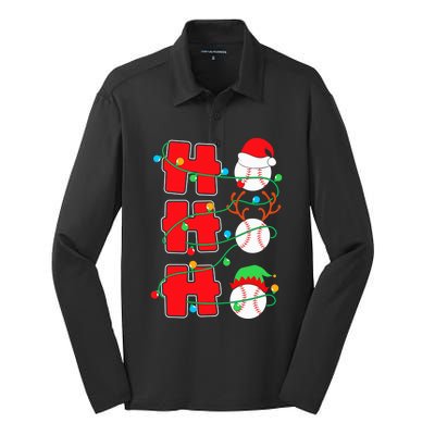 Christmas Baseball Ho Ho Ho Funny Xmas Sports Gift Silk Touch Performance Long Sleeve Polo