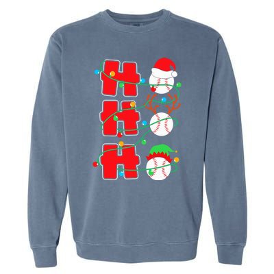 Christmas Baseball Ho Ho Ho Funny Xmas Sports Gift Garment-Dyed Sweatshirt