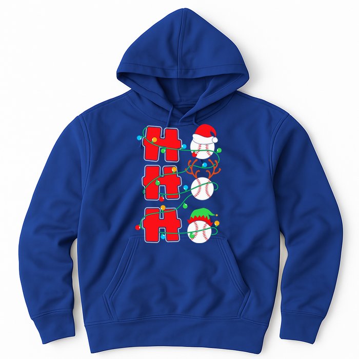 Christmas Baseball Ho Ho Ho Funny Xmas Sports Gift Hoodie