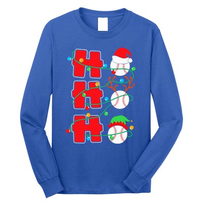 Christmas Baseball Ho Ho Ho Funny Xmas Sports Gift Long Sleeve Shirt