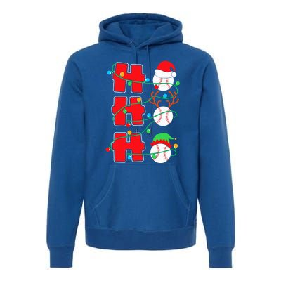 Christmas Baseball Ho Ho Ho Funny Xmas Sports Gift Premium Hoodie