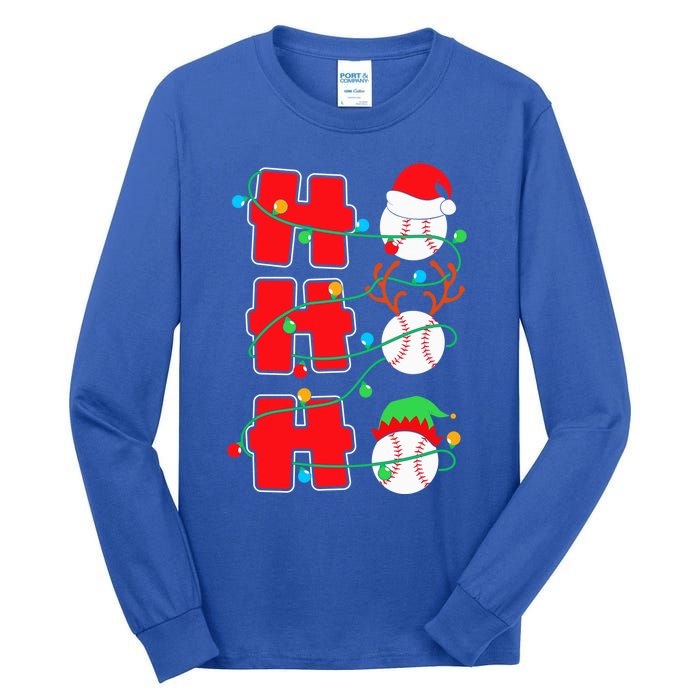 Christmas Baseball Ho Ho Ho Funny Xmas Sports Gift Tall Long Sleeve T-Shirt