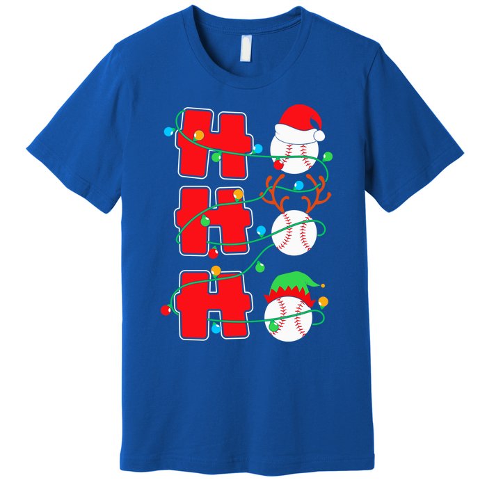 Christmas Baseball Ho Ho Ho Funny Xmas Sports Gift Premium T-Shirt