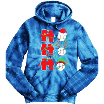 Christmas Baseball Ho Ho Ho Funny Xmas Sports Gift Tie Dye Hoodie