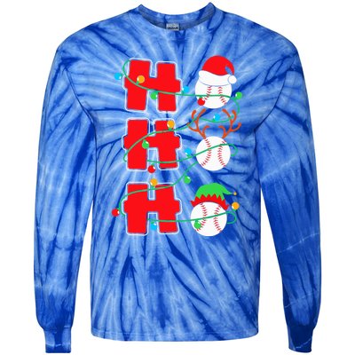 Christmas Baseball Ho Ho Ho Funny Xmas Sports Gift Tie-Dye Long Sleeve Shirt