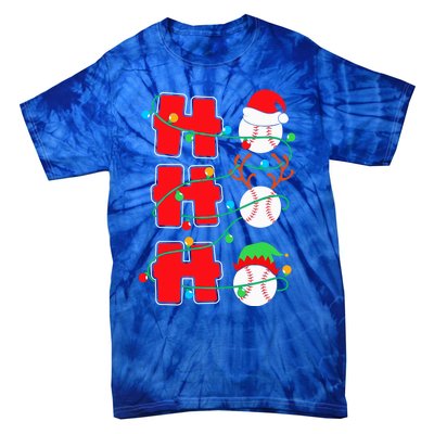 Christmas Baseball Ho Ho Ho Funny Xmas Sports Gift Tie-Dye T-Shirt