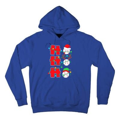 Christmas Baseball Ho Ho Ho Funny Xmas Sports Gift Tall Hoodie