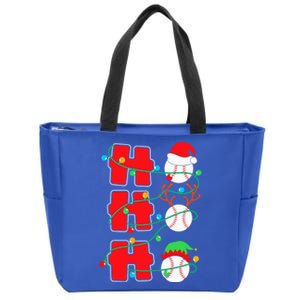 Christmas Baseball Ho Ho Ho Funny Xmas Sports Gift Zip Tote Bag