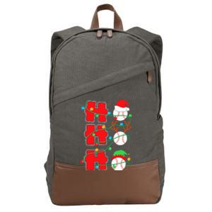 Christmas Baseball Ho Ho Ho Funny Xmas Sports Gift Cotton Canvas Backpack