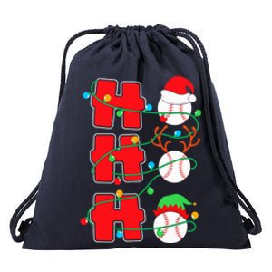 Christmas Baseball Ho Ho Ho Funny Xmas Sports Gift Drawstring Bag