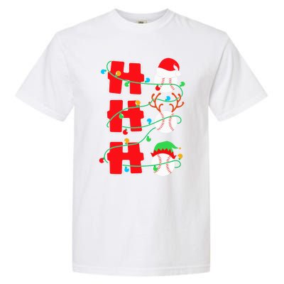 Christmas Baseball Ho Ho Ho Funny Xmas Sports Gift Garment-Dyed Heavyweight T-Shirt