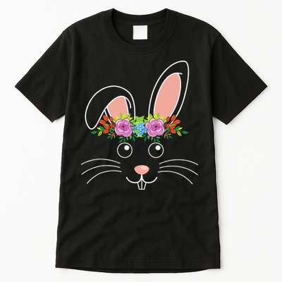 Cute Bunny Hairdress Flowers Women Easter Day Tall T-Shirt