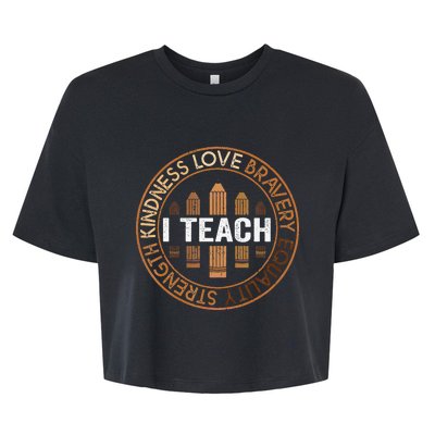 Celebrate Black History Month I Teach Black History Teacher Bella+Canvas Jersey Crop Tee