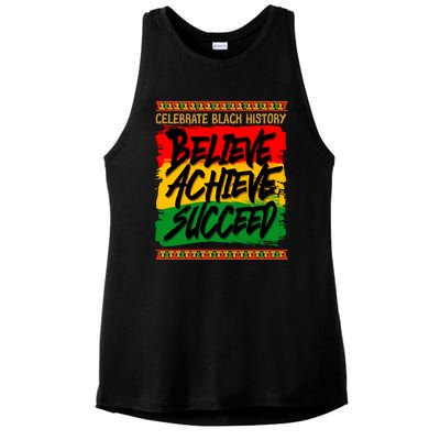 Celebrate Black History Believe Achieve Succeed Ladies PosiCharge Tri-Blend Wicking Tank