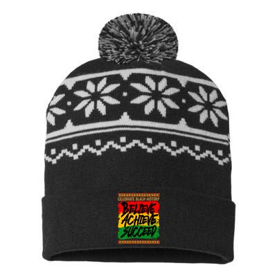 Celebrate Black History Believe Achieve Succeed USA-Made Snowflake Beanie