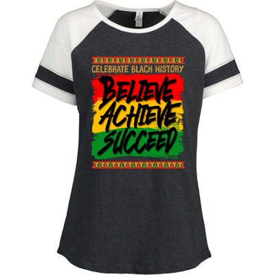 Celebrate Black History Believe Achieve Succeed Enza Ladies Jersey Colorblock Tee