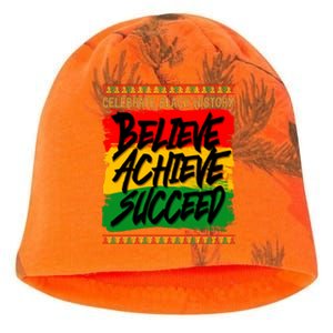 Celebrate Black History Believe Achieve Succeed Kati - Camo Knit Beanie