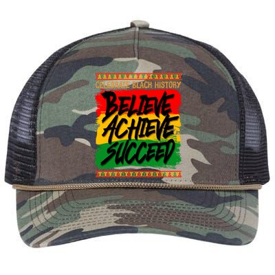 Celebrate Black History Believe Achieve Succeed Retro Rope Trucker Hat Cap