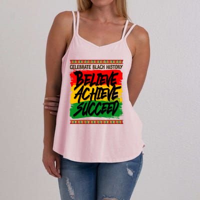 Celebrate Black History Believe Achieve Succeed Women's Strappy Tank