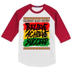 Celebrate Black History Believe Achieve Succeed Kids Colorblock Raglan Jersey