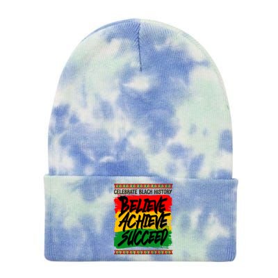 Celebrate Black History Believe Achieve Succeed Tie Dye 12in Knit Beanie